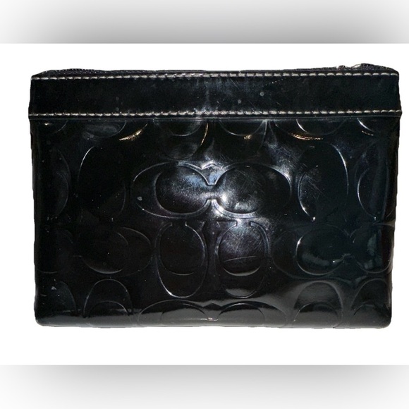 Coach VTG Y2K Monogram Patent Black Leather Wristlet Coin Purse NO WRIST STRAP - Picture 8 of 14